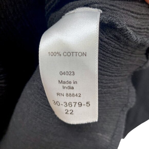 ELLOS Boho Top Plus Size 1X Black Cotton Crinkle Gauze Peasant Tunic - Picture 10 of 10